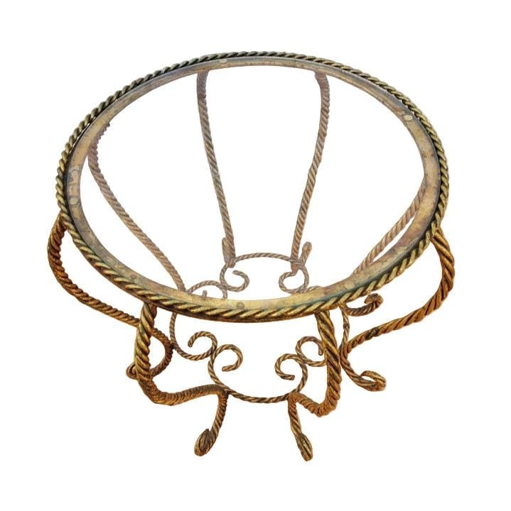 Hollywood Regency Italian Gold Gilt Rope Spider Table - 3