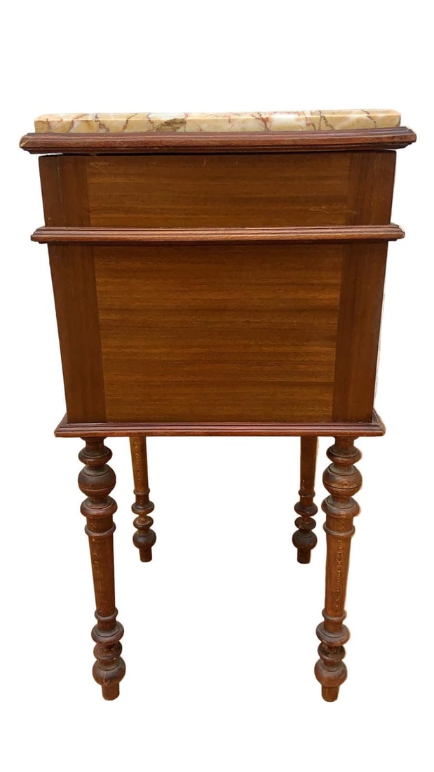 Antique French Carved Ornate Marble Top Smoking Storage Table - 8