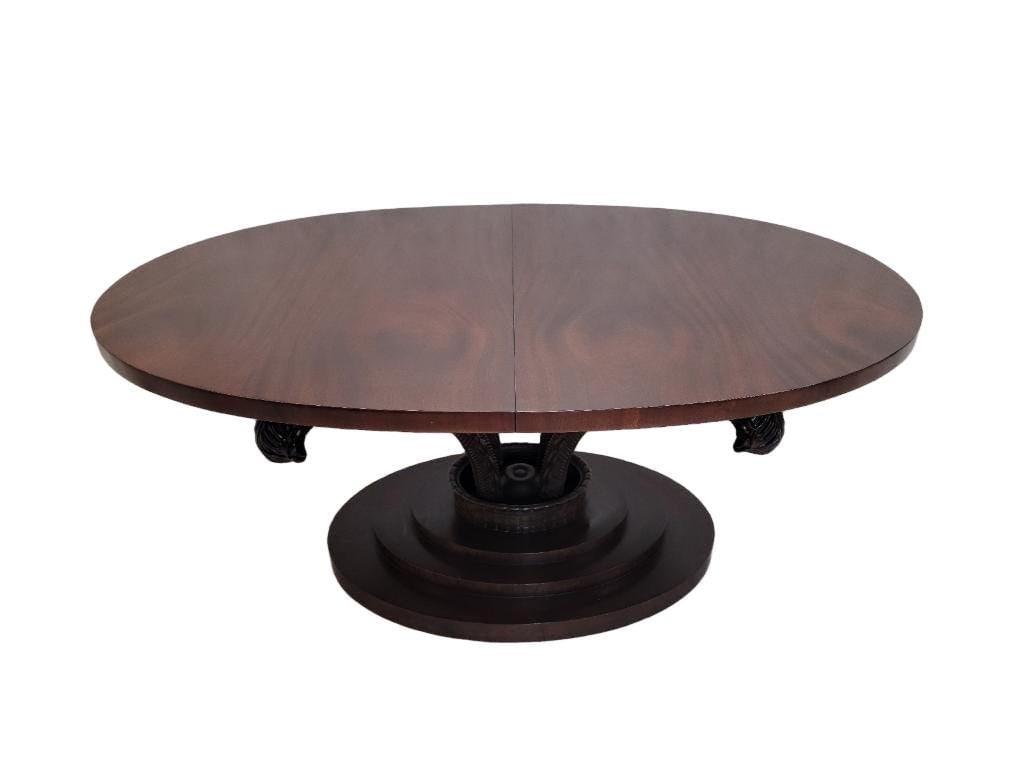 Art Deco Carved Acanthus Leaf Oval Dining Table by Dorothy Draper - 3