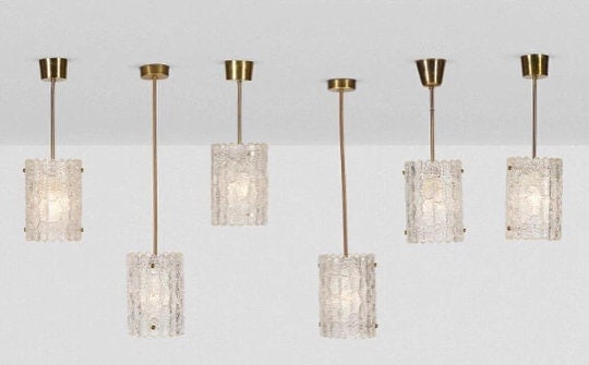 MCM Crystal Pendant Lights by Orrefors - Pair - 4