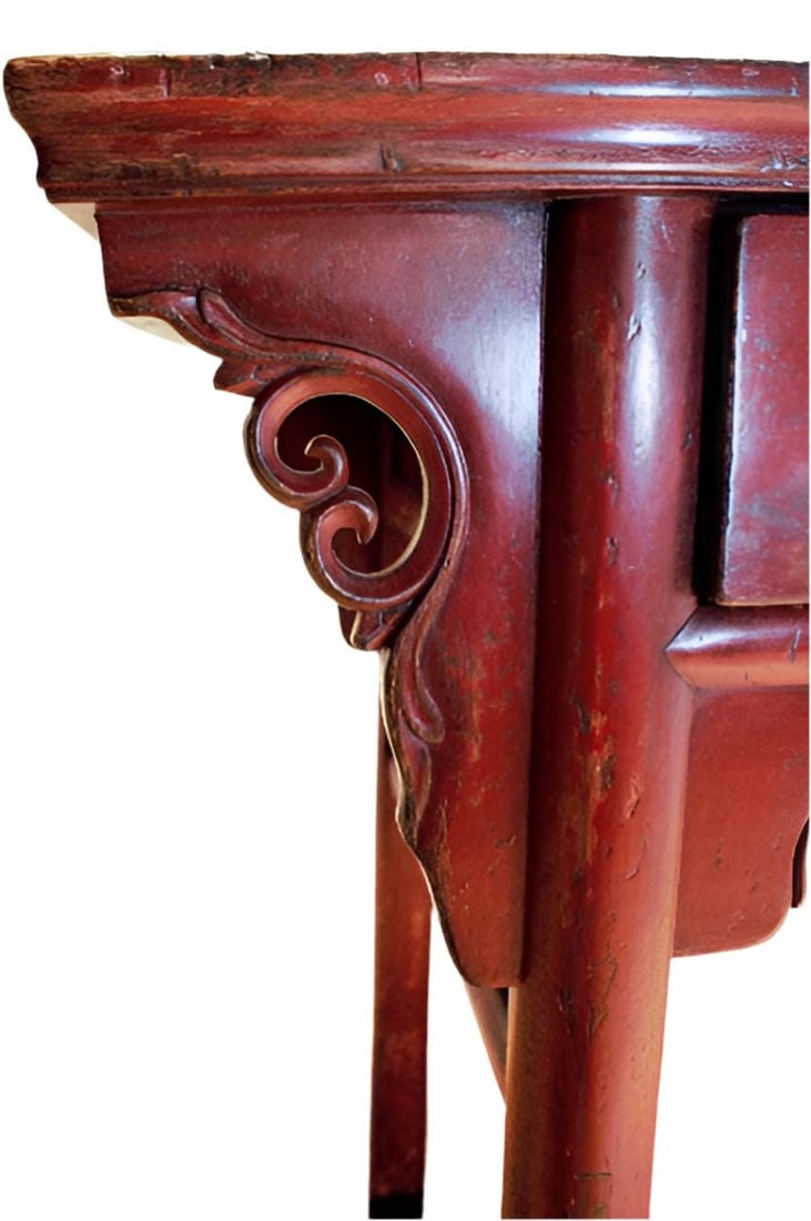 Antique Chinese Red Lacquer Altar Table - 8