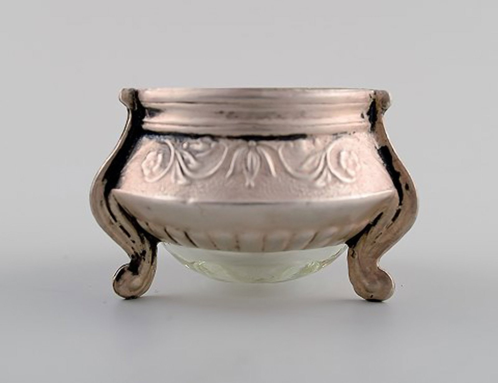 3 Russian salt cellar with glass insert, approx. 1900. - 3