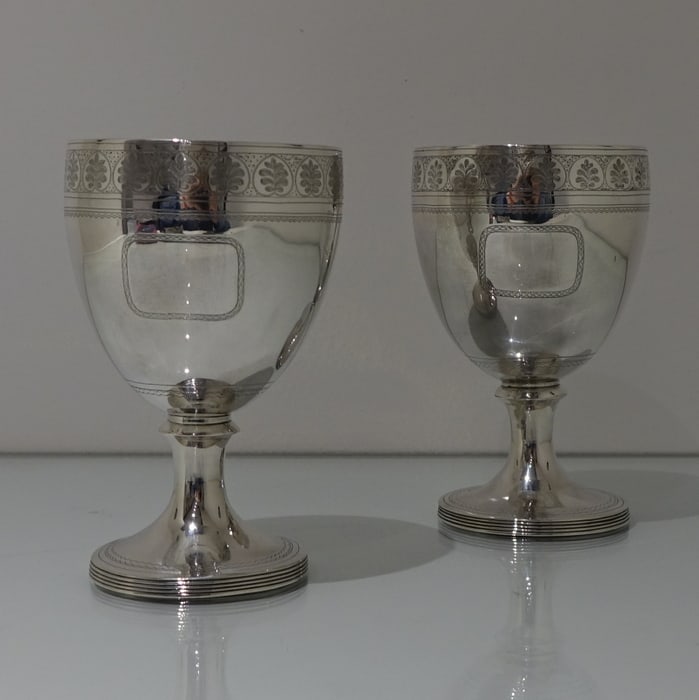 Early 19th Century Antique George III Sterling Silver Pair Wine Goblets London 1809 William Bennett - 2