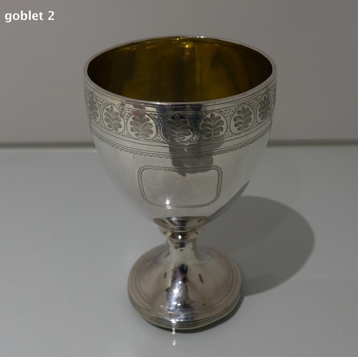 Early 19th Century Antique George III Sterling Silver Pair Wine Goblets London 1809 William Bennett - 9