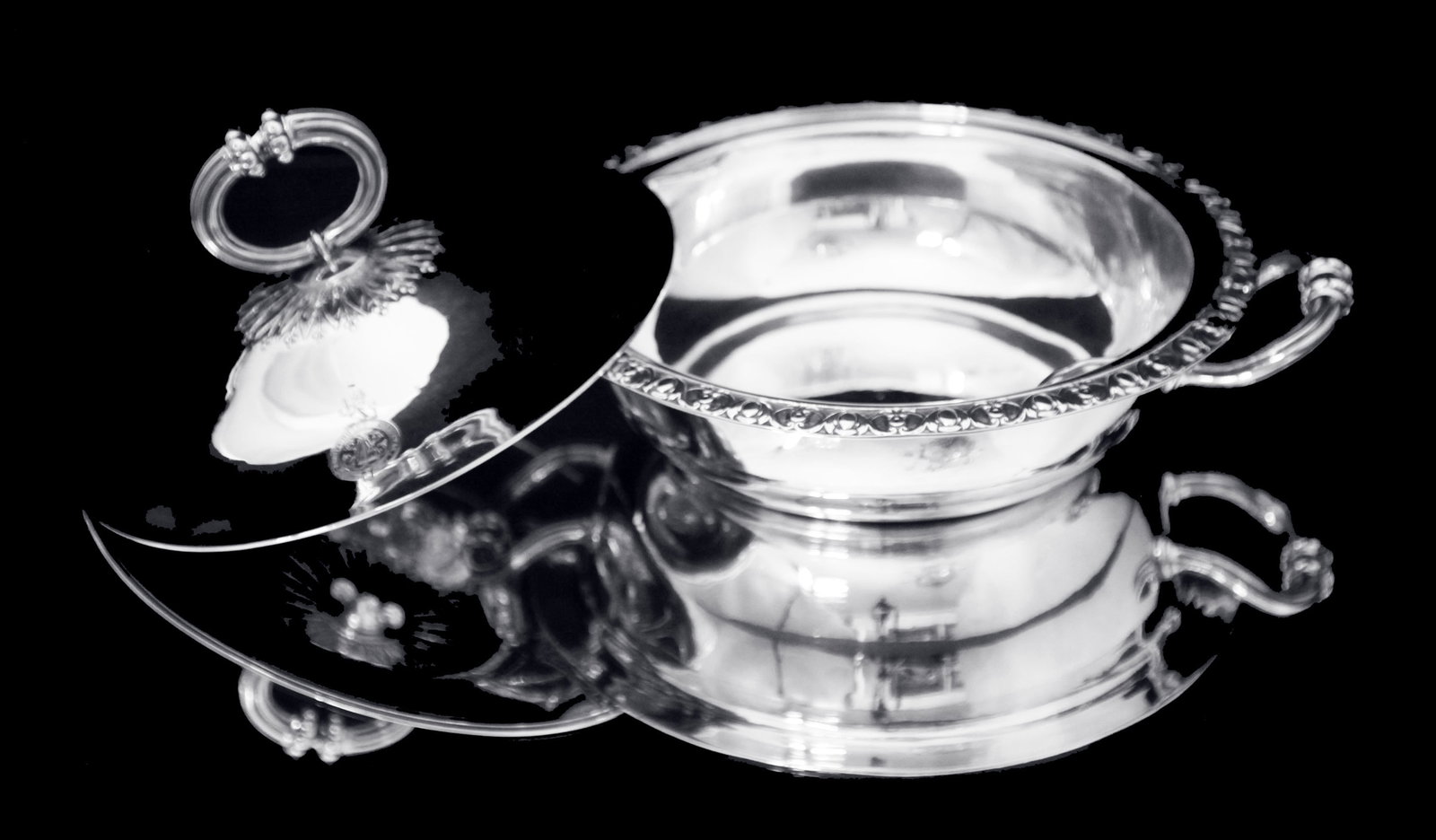 Odiot - 3pc. Antique French 19th Century 950 Sterling Silver Covered Vegetable Server - LIKE NEW ! - 3