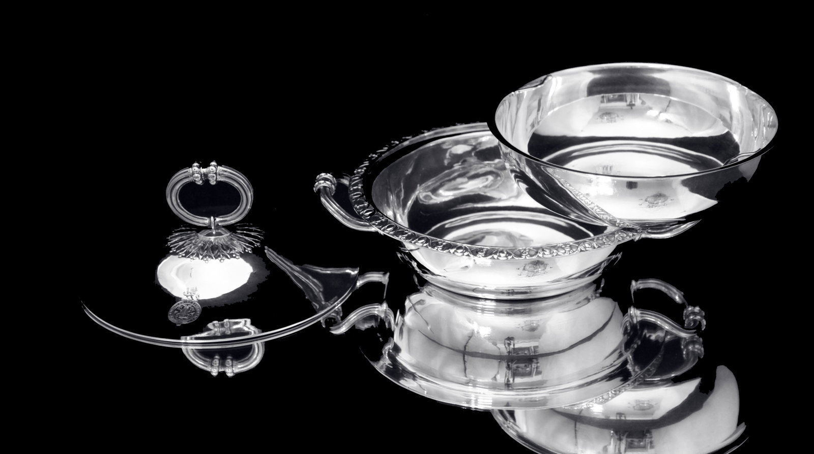 Odiot - 3pc. Antique French 19th Century 950 Sterling Silver Covered Vegetable Server - LIKE NEW ! - 5