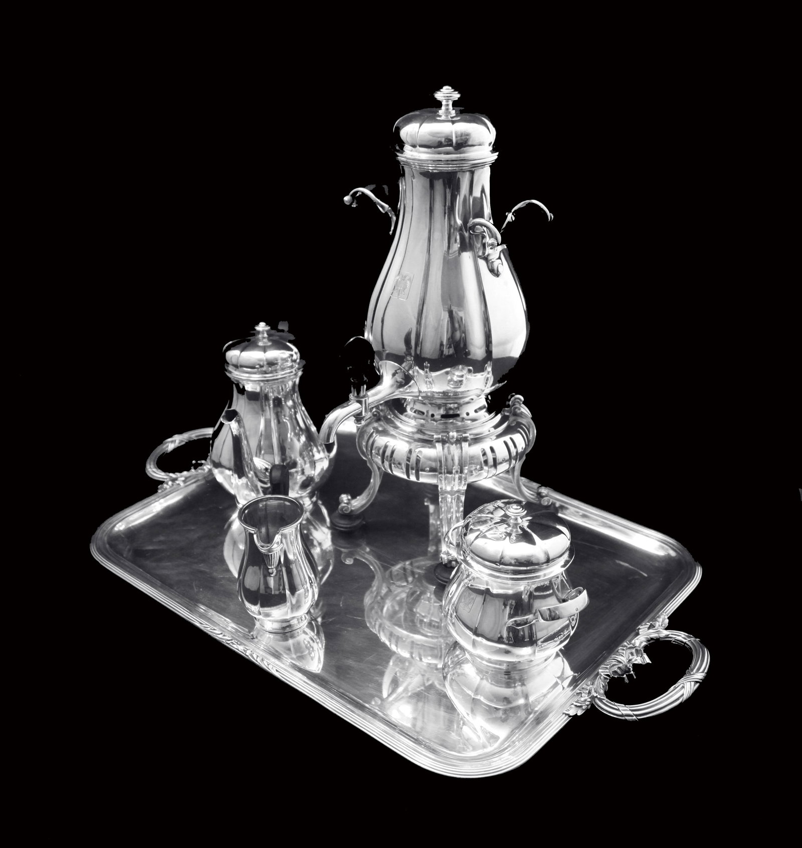 Cardeilhac: Magnificent 5pc. French Antique Sterling Silver Tea Set with Puiforcat Sterling Silver - 3