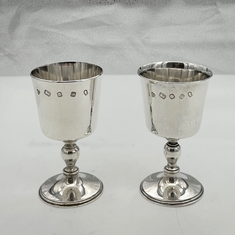 20th Century Modern Sterling Silver Set Six Wine Goblets London 1977 Wakely & Wheeler - 3