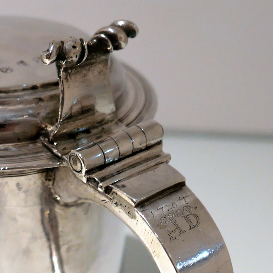 Early 18th Century Antique Queen Anne Britannia Silver Lidded Tankard Exeter 1707 Richard or Joseph - 10