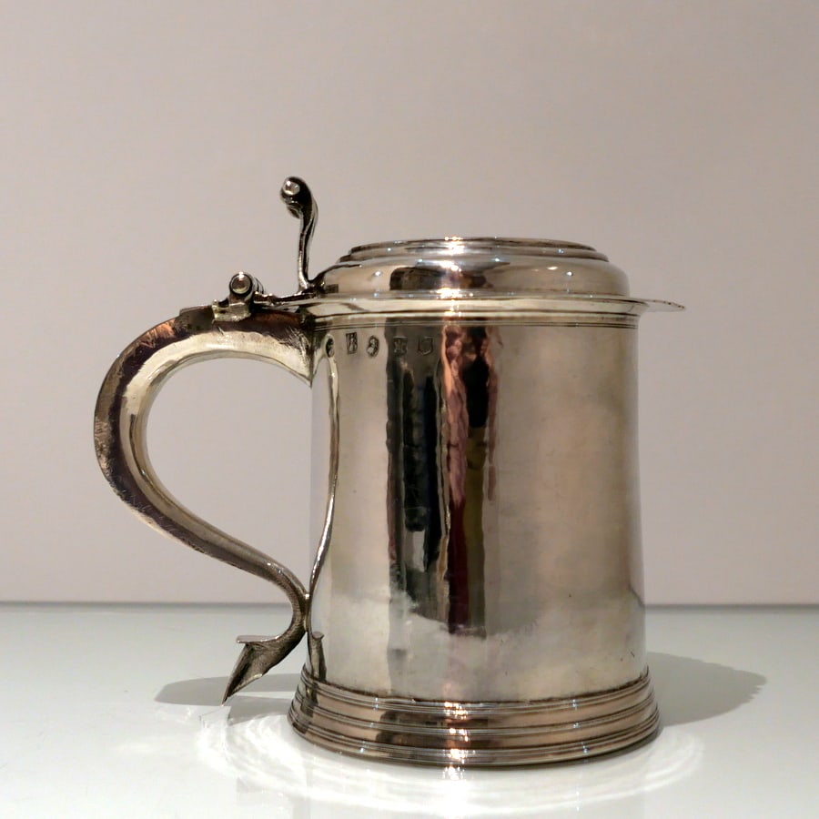 Early 18th Century Antique Queen Anne Britannia Silver Lidded Tankard Exeter 1707 Richard or Joseph - 2