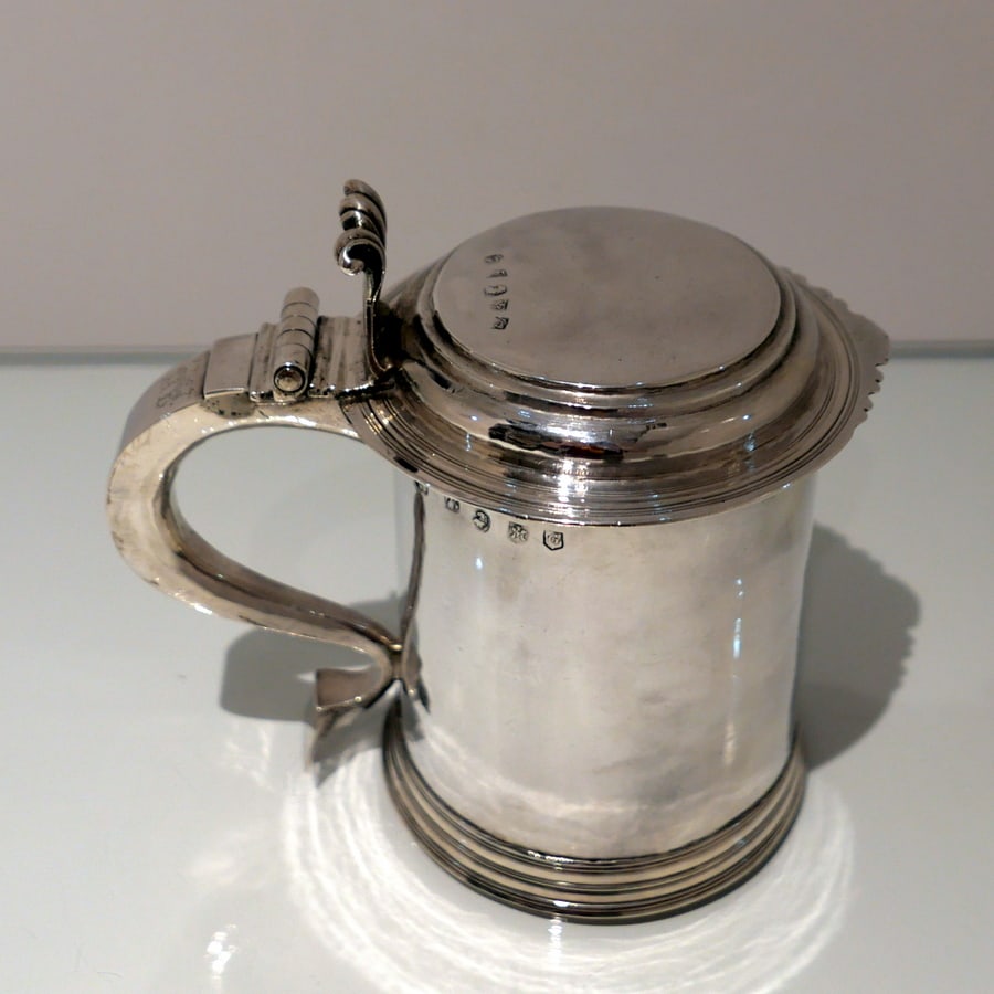 Early 18th Century Antique Queen Anne Britannia Silver Lidded Tankard Exeter 1707 Richard or Joseph - 3