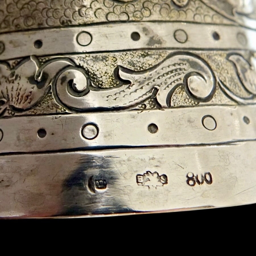 19th Century Antique 800 Standard Silver Wager/Marriage German Circa 1885 - 9