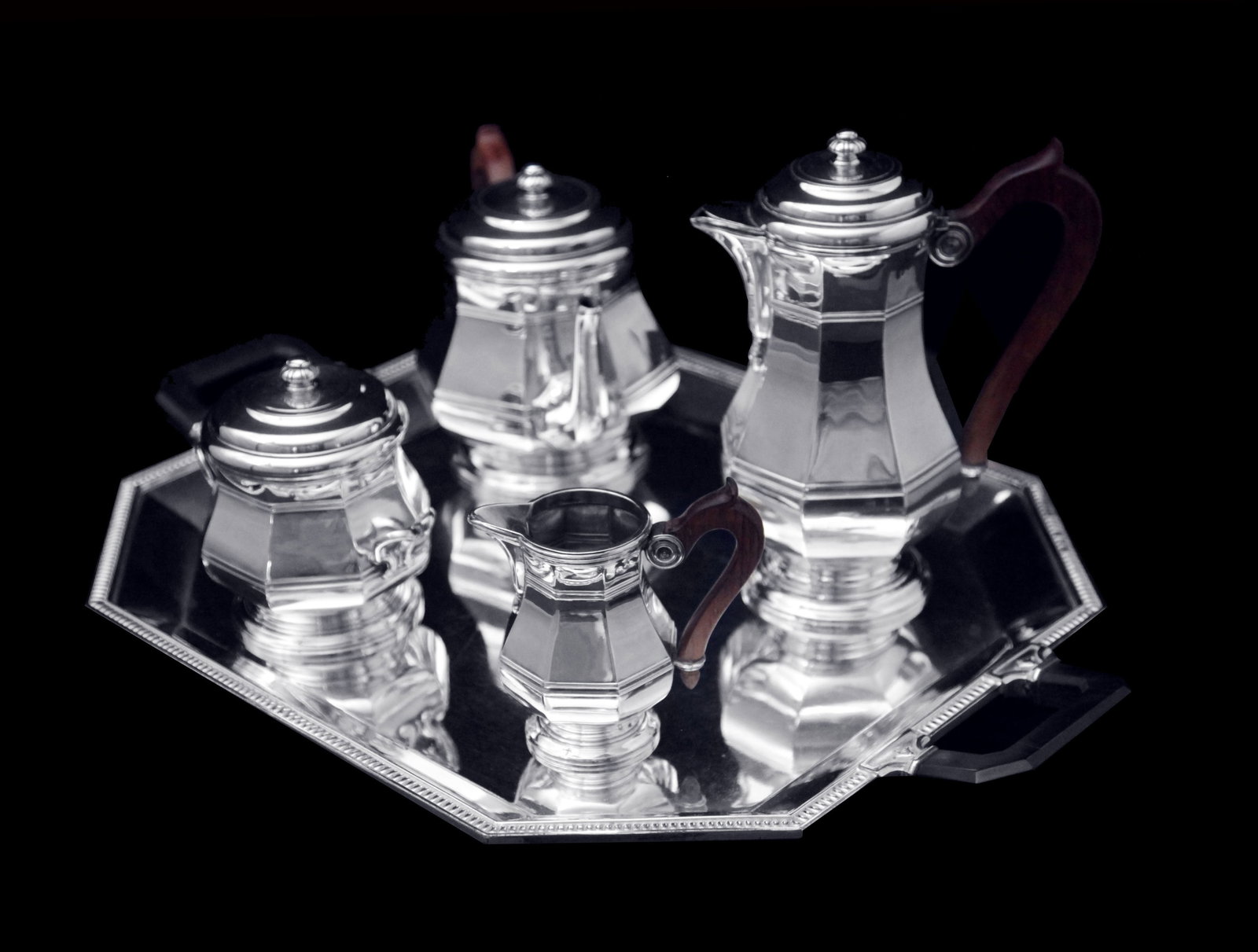 Puiforcat (Hermes) & Christofle: 5pc. Original French Art Deco Sterling Silver Tea Set - MINT ! - 2