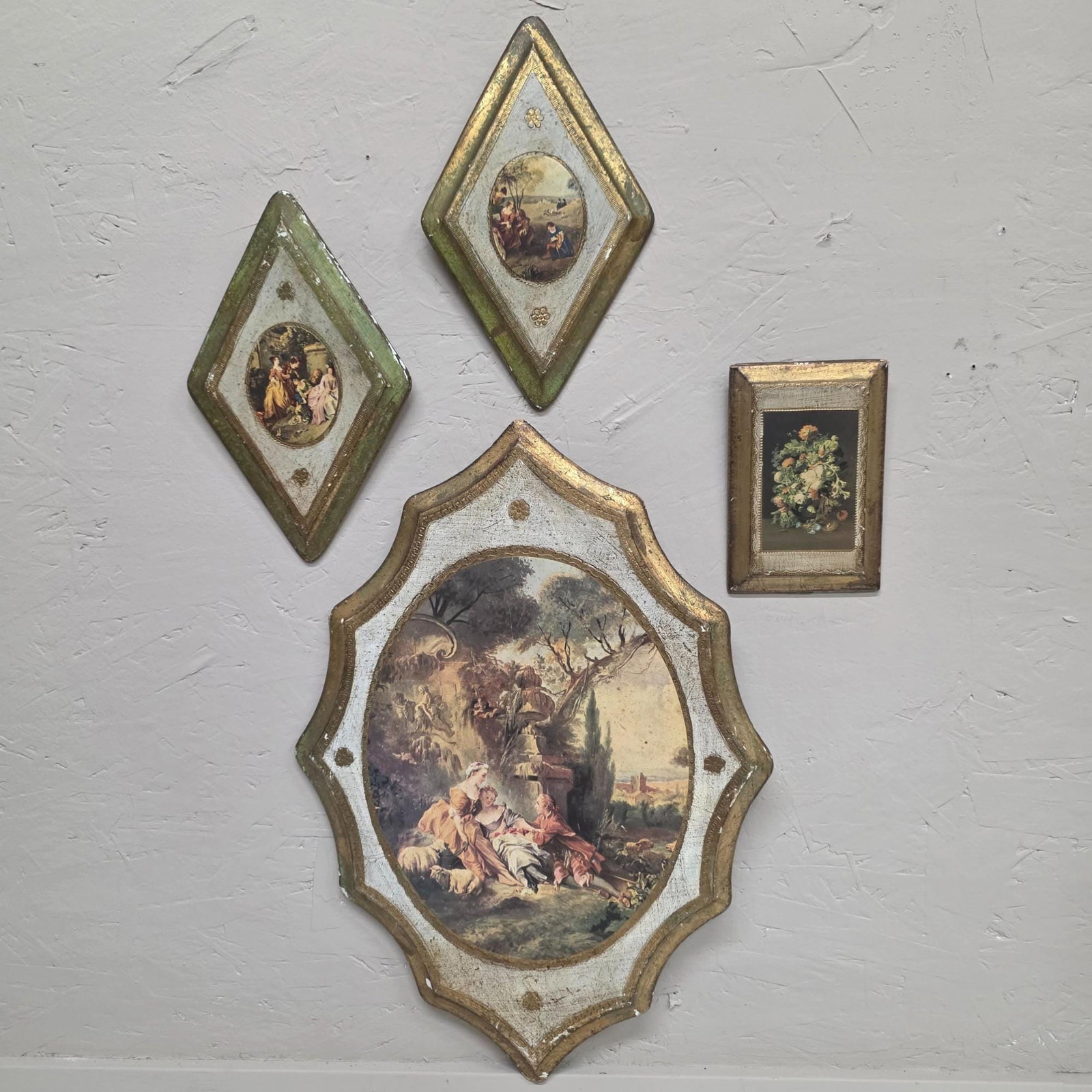Vintage Italian Florentine Wall Plaques Set of 3 Group Hanging Old World Decor - 14