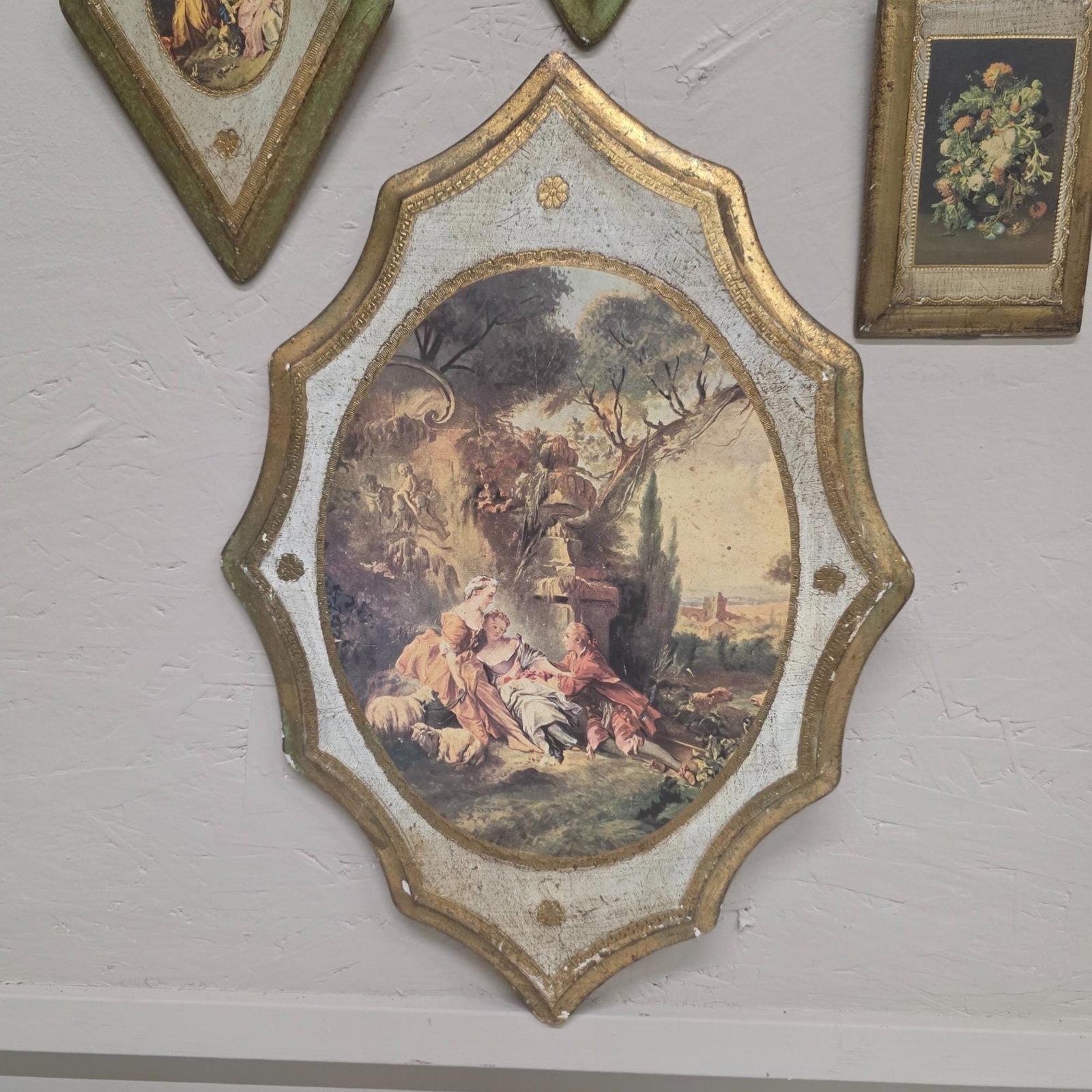 Vintage Italian Florentine Wall Plaques Set of 3 Group Hanging Old World Decor - 4
