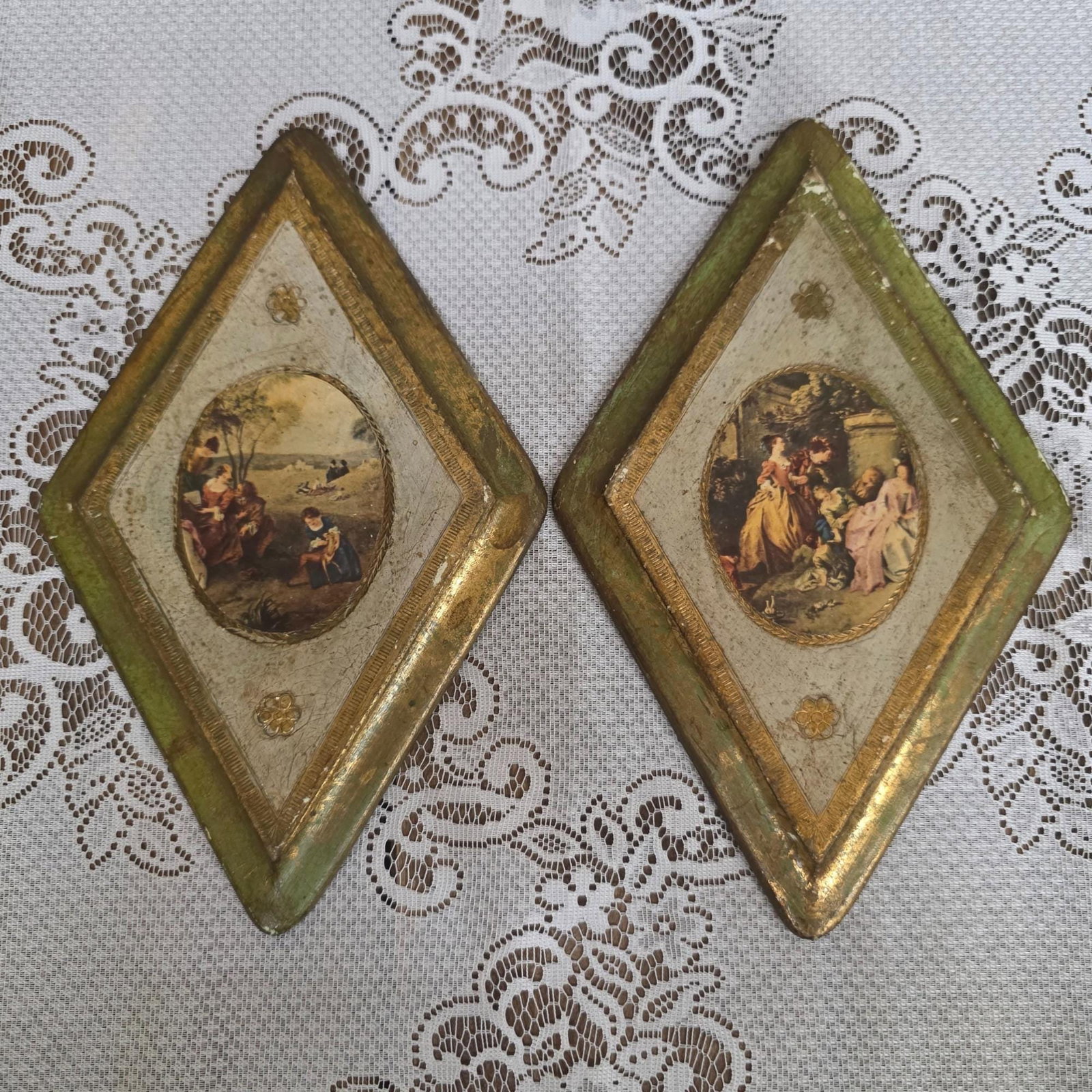 Vintage Italian Florentine Wall Plaques Set of 3 Group Hanging Old World Decor - 7