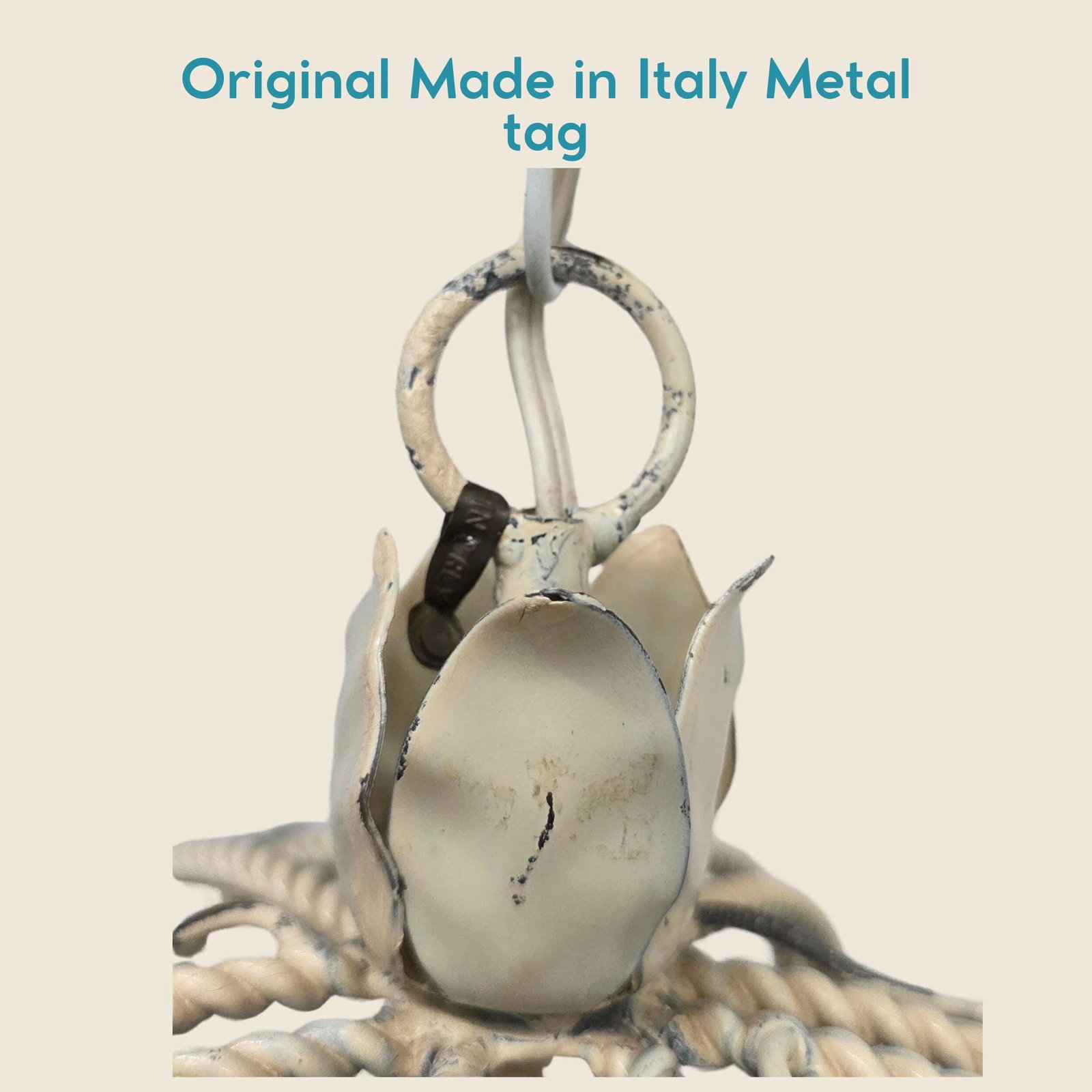 Vintage Italian Tole Chandelier, Pastel Flower Swag Lamp, Plug-In Pendant Light, Cottagecore Floral - 6