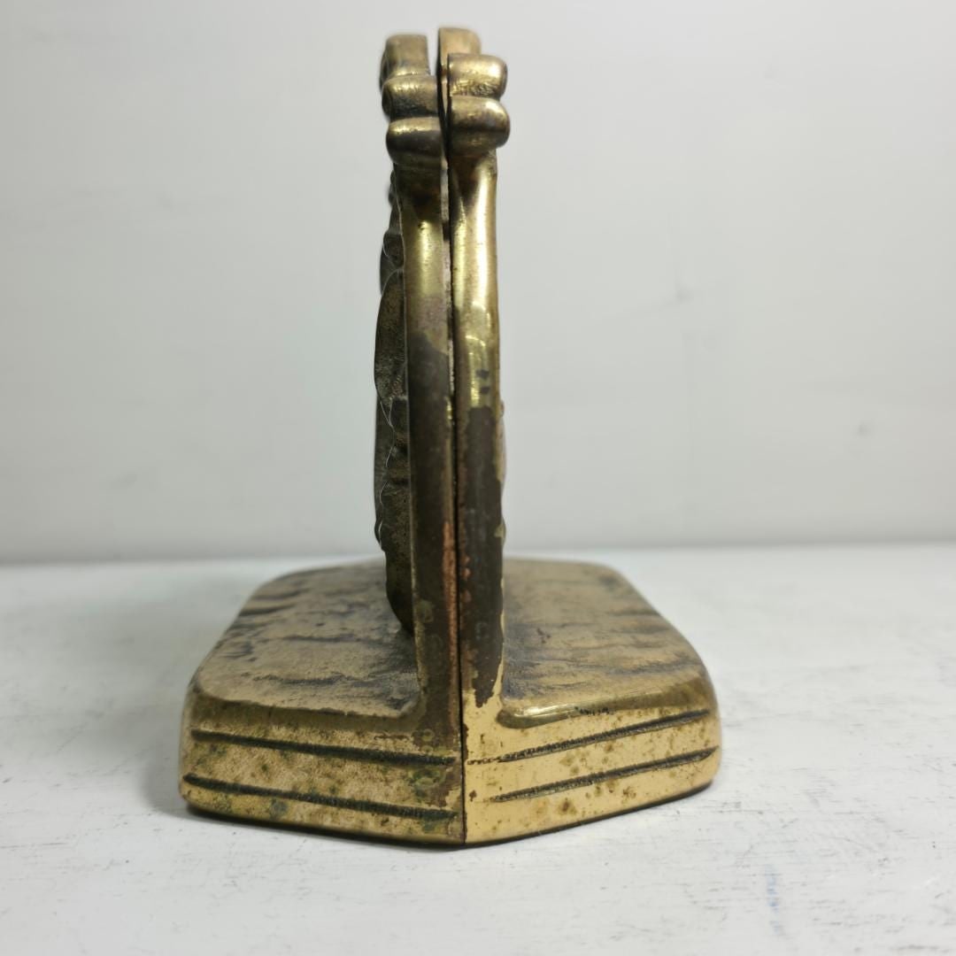 Vintage Brass Ship Bookends Pair Nautical Sailing Galleon Coastal Library Decor Traditional Study - 7
