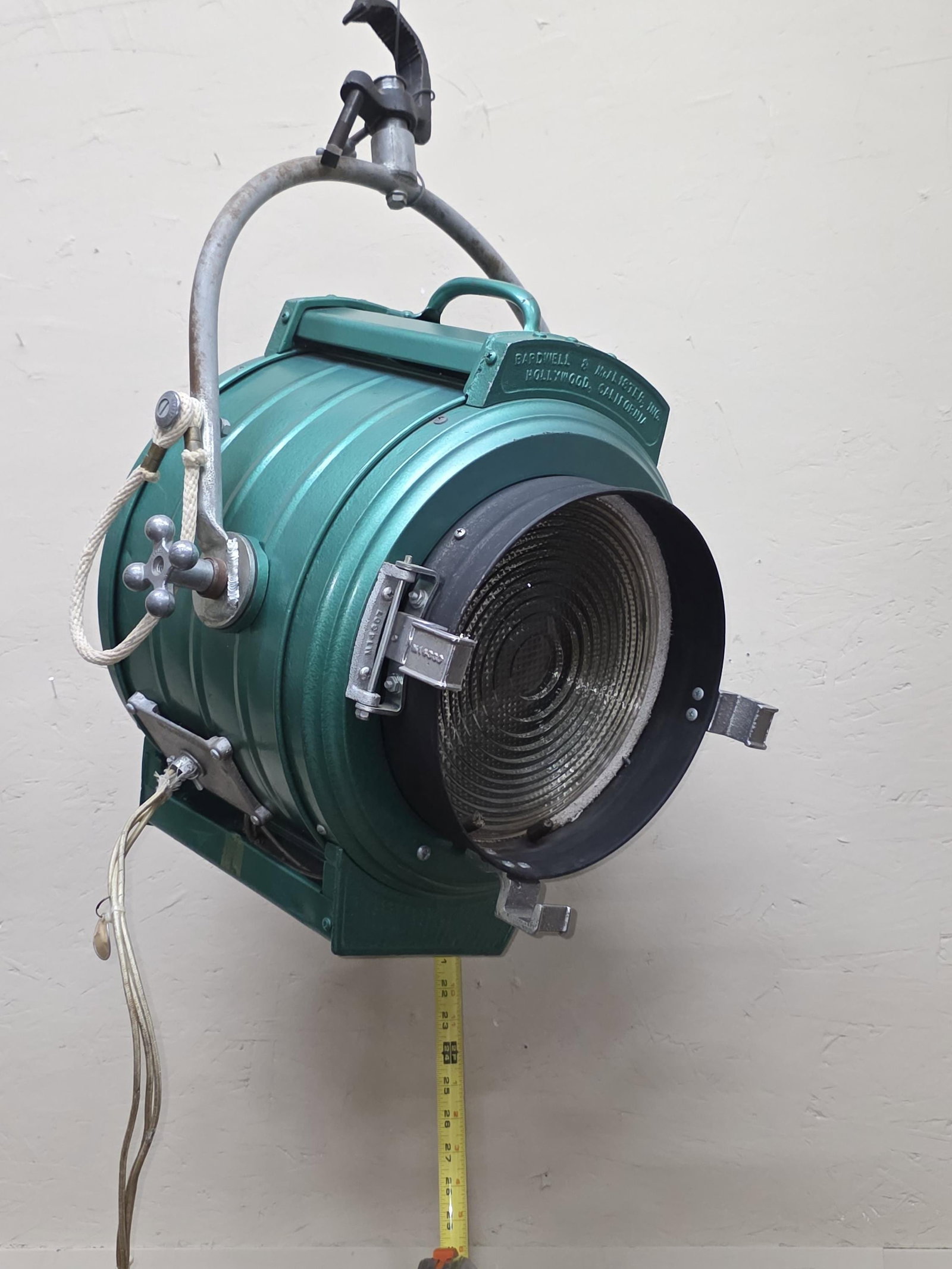 Bardwell & McAlister Junior Spotlight, 1950s Hollywood Studio Stage Light, 2K: Title: Bardwell & McAlister Junior Spotlight, 1950s Hollywood Studio Stage Light, 2K Description: Made in Hollywood, California. Used in American film and television production from the 1940s through