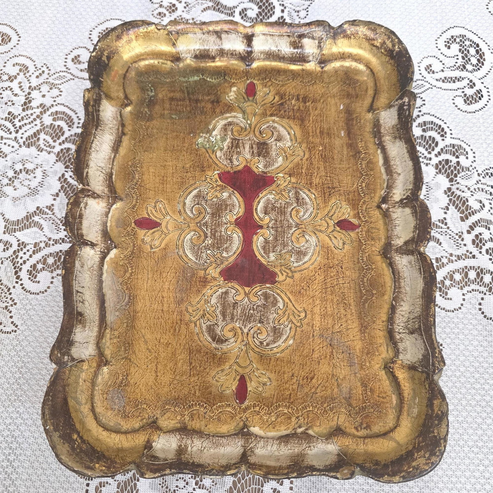 Vintage Italian Florentine Gilt Trays Set 3 Hollywood Regency Bar Cart Vanity Decor - 3