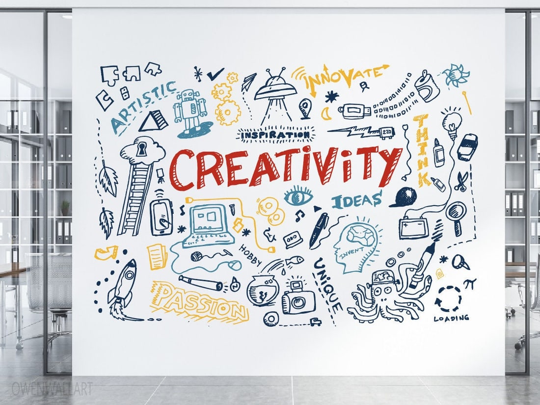Creativity Doodle Wall Decal: Classroom Wall Art: Title: Creativity Doodle Wall Decal: Classroom Wall Art Description: If you have your own color layout of the colors, please just let me know. I will show you the rendering to help.:) And the decal yo