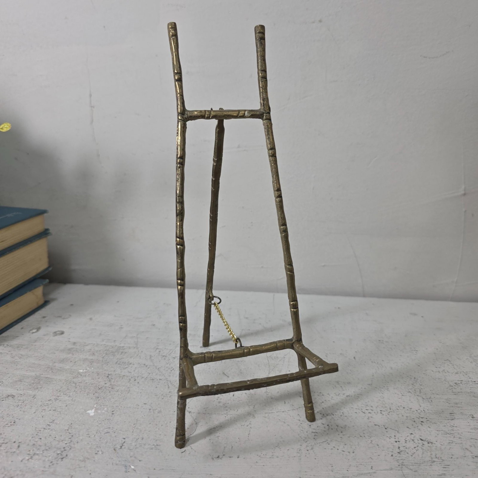 Vintage Brass Bamboo Easel Stand 1970s Folding Picture Frame Holder Tabletop Display - 14