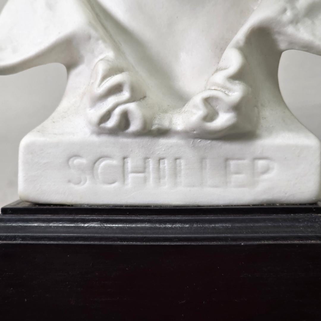 Vintage Male Bust Goebel Schiller Signed Bochmann White Plaster Literary Sculpture German Classical - 11