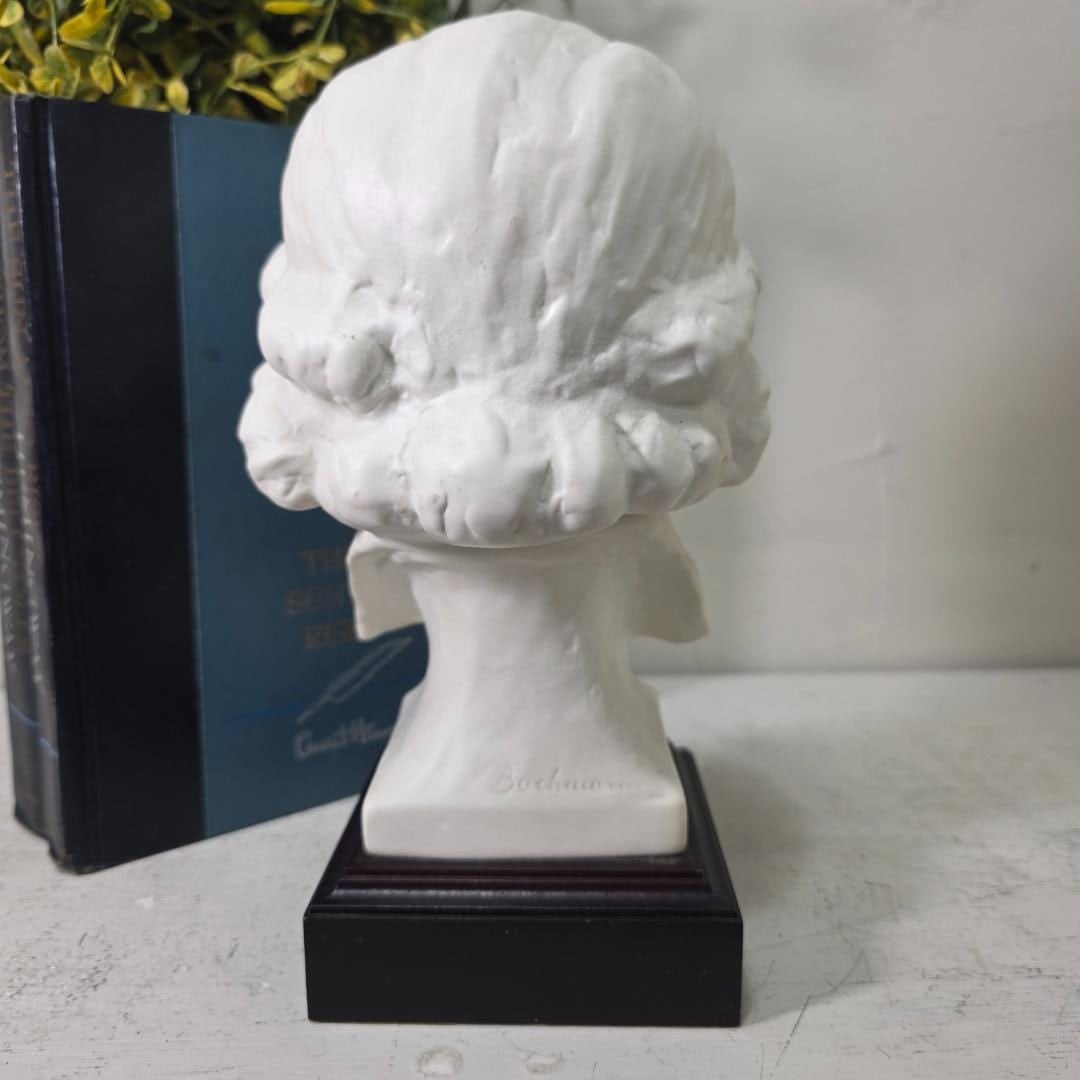 Vintage Male Bust Goebel Schiller Signed Bochmann White Plaster Literary Sculpture German Classical - 4