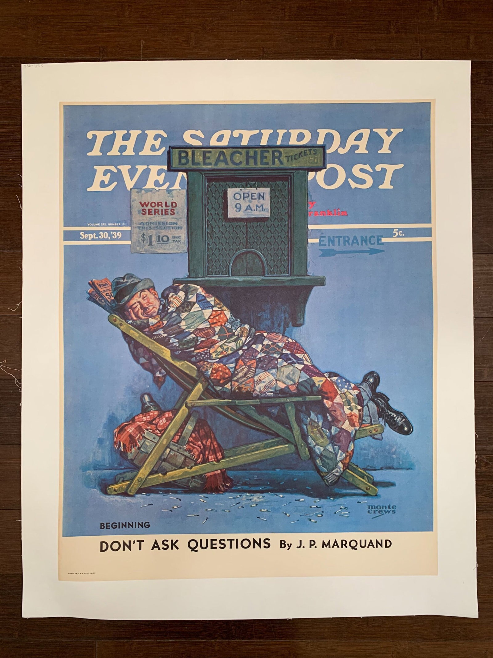 Saturday Evening Post - Art By Monte Crews (1939) 22x28 US Newstand Poster: Title: Saturday Evening Post - Art By Monte Crews (1939) 22x28 US Newstand Poster Description: Saturday Evening Post - Art By Monte Crews (1939) 22x28 US Newstand Poster\n\nPlease refer to the attache
