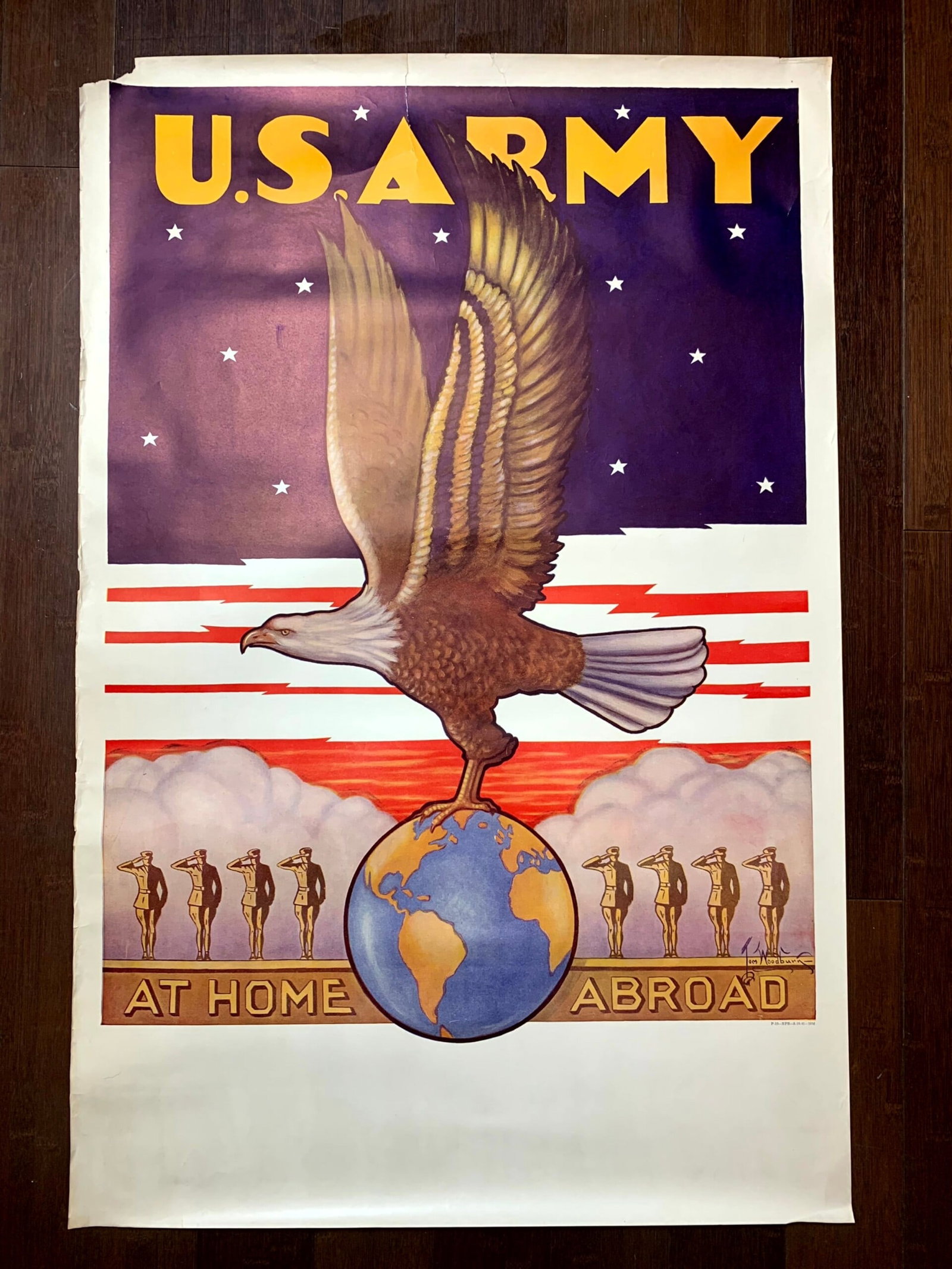U.S. Army At Home Abroad - Art By Tom Woodburn (1940's) 25x38 US WWII Poster (1 of 6)