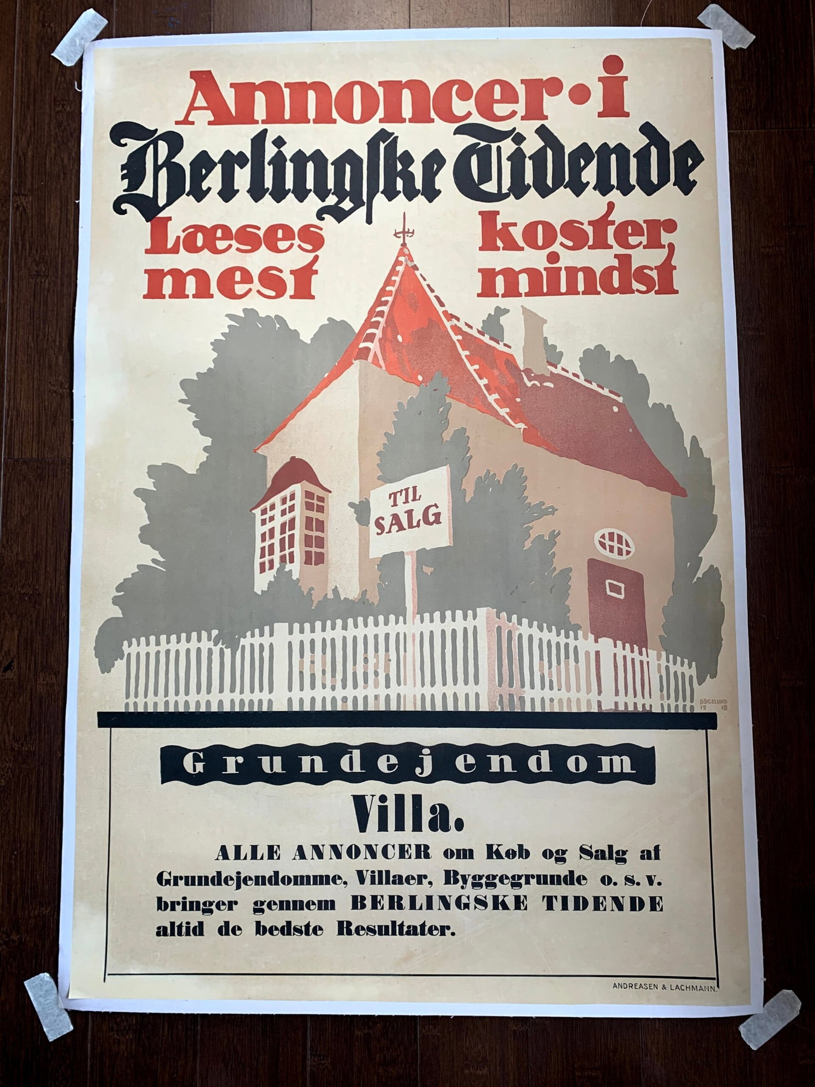 Annoncer Villa - Art By Thor Bogelund Jensen (1918) 23.25x34.5 Danish Advertising Poster LB (1 of 3)