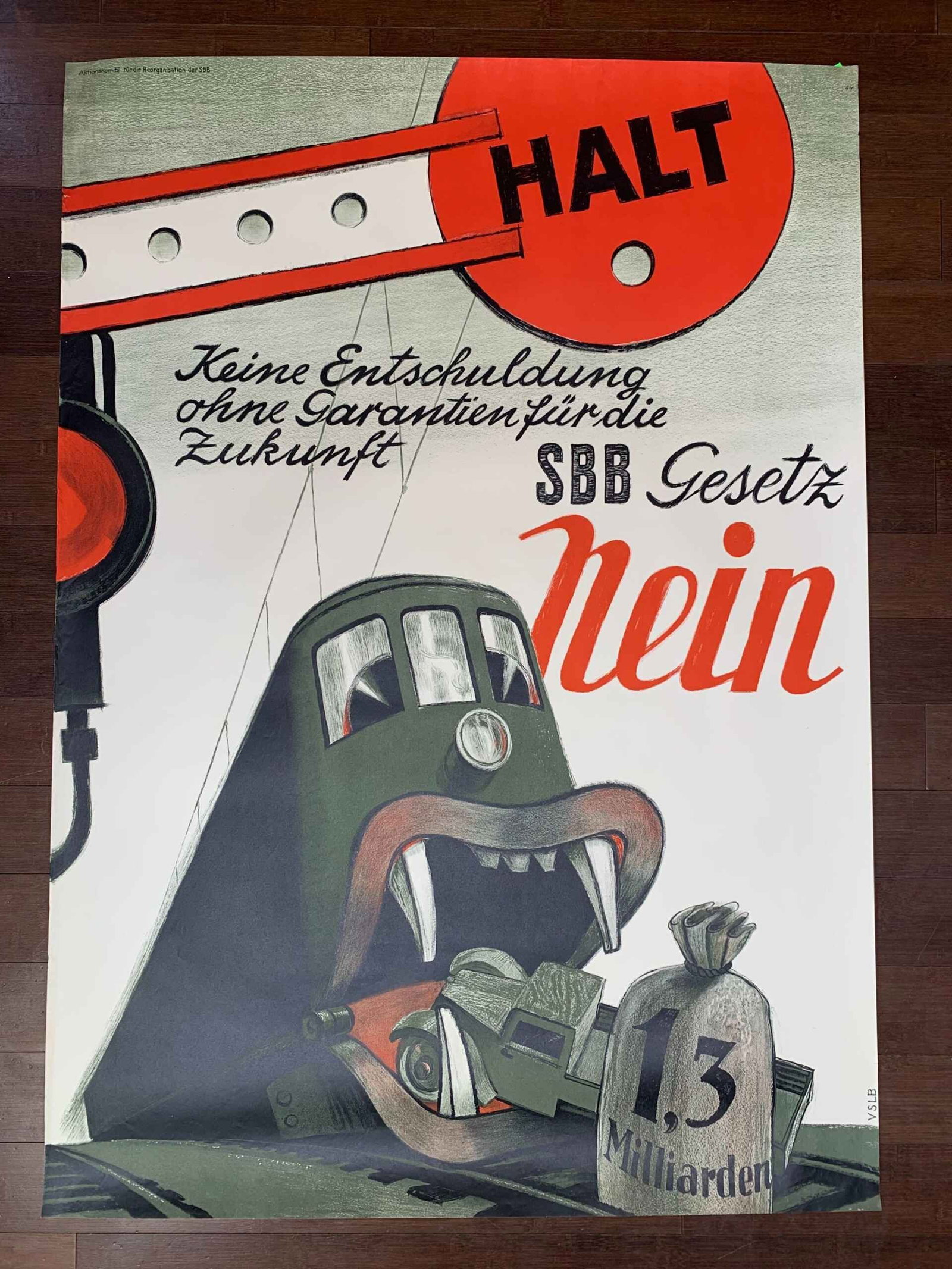 Halt! SBB Gesetz Nein Hugo Laubi (1943) 35x51 German WWII Poster (1 of 6)