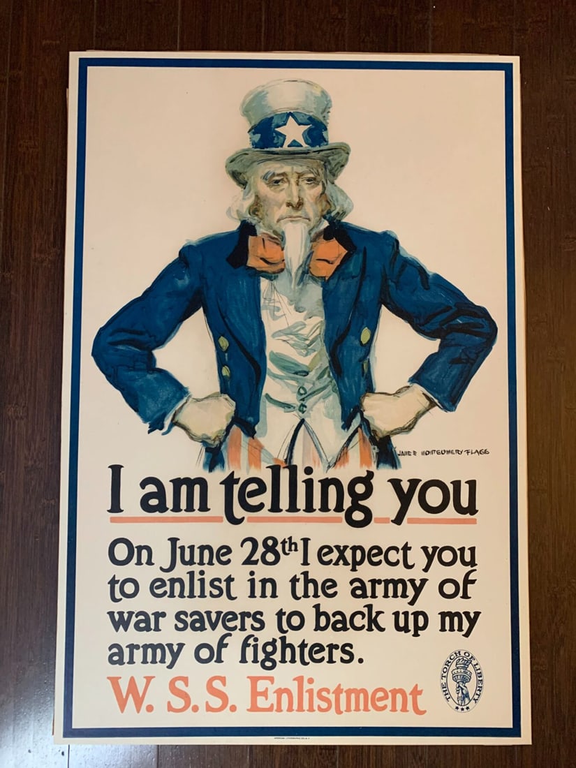 Uncle Sam - Art By James Montomery Flagg (1917) 20.125x30 US WWI Enlistment Poster (1 of 6)