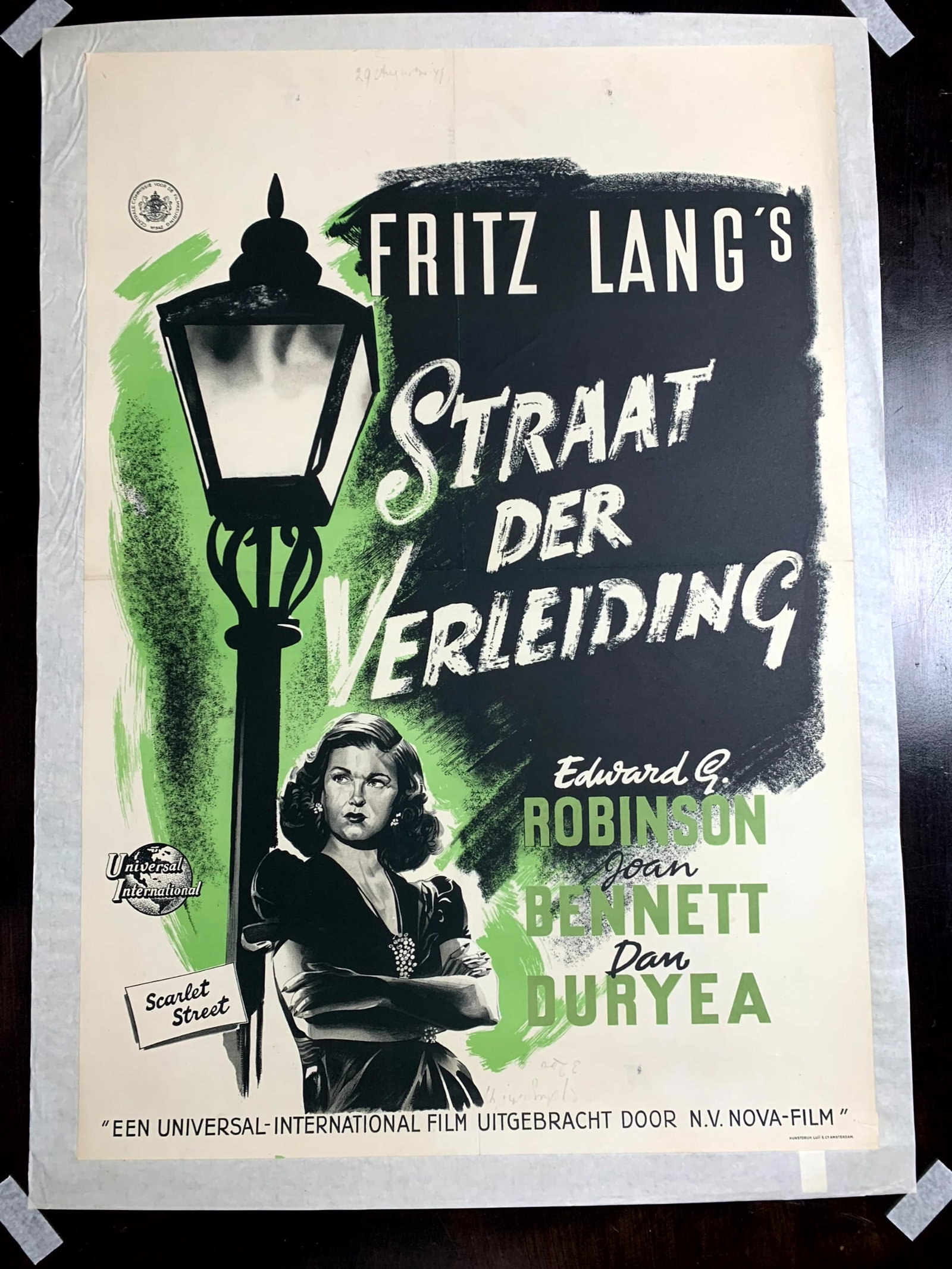Scarlet Street aka Straat der Vereiding - Dir. Fritz Lang (1950) 21.6x3.11 Dutch Movie Poster (1 of 5)