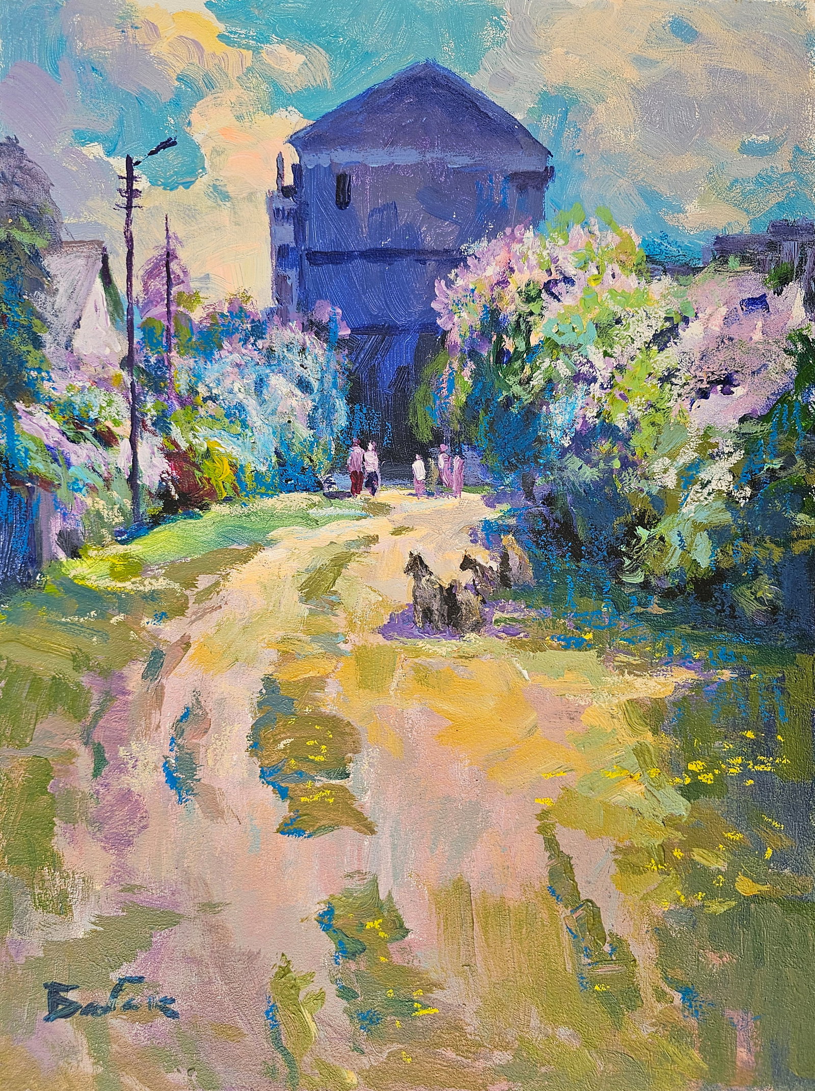 Acrylic painting The lilac blossomed Vyacheslav Petrovich Babac: Title: Acrylic painting The lilac blossomed Vyacheslav Petrovich Babac Description: 410BA Painter: Vyacheslav Petrovick Babac Size: 40x30 cm/ 15.74x11.81 inches Components: Acrylic, cardboard Original