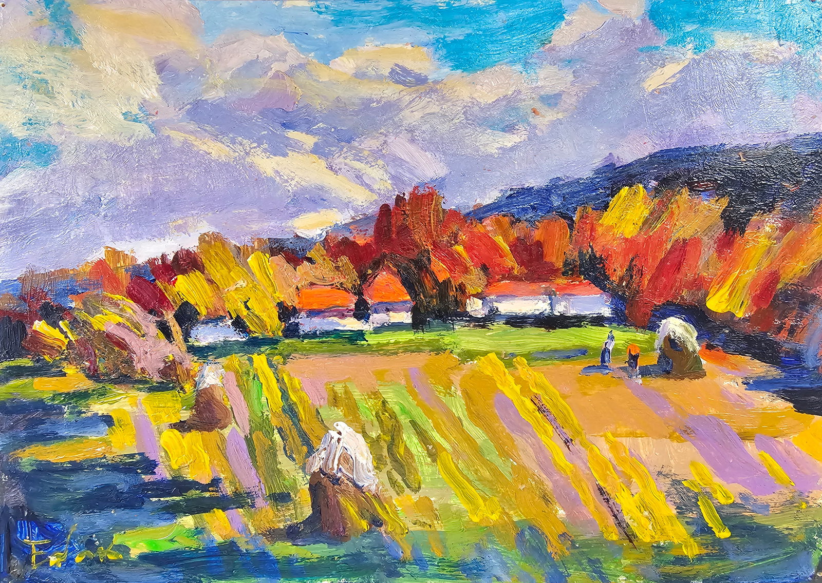 Acrylic painting Autumn Vyacheslav Petrovich Babac: Title: Acrylic painting Autumn Vyacheslav Petrovich Babac Description: 448BA Painter: Vyacheslav Petrovick Babac Size: 21x29 cm/ 8.26x11.41 inches Components: Acrylic, cardboard Original painting from