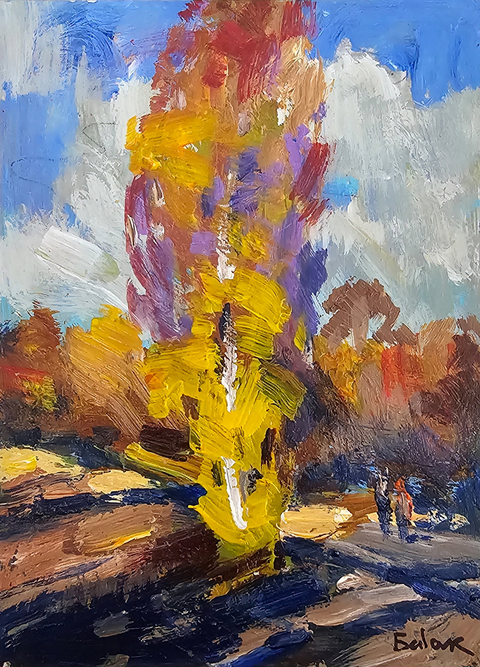 Acrylic painting October Vyacheslav Petrovich Babac: Title: Acrylic painting October Vyacheslav Petrovich Babac Description: 459BA Painter: Vyacheslav Petrovick Babac Size: 15x20 cm/ 5.9x7.87 inches Components: Acrylic, cardboard Original painting from