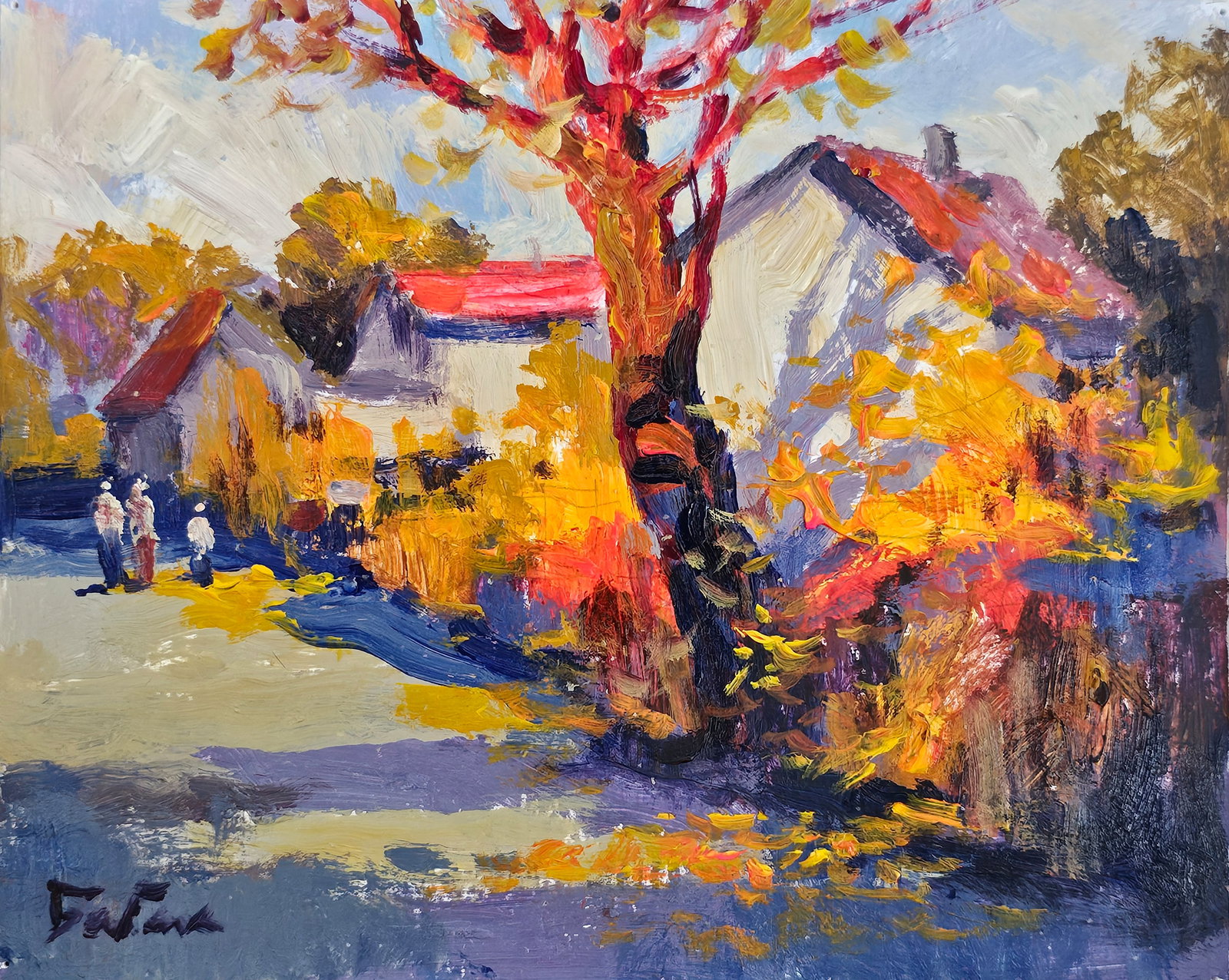 Acrylic painting autumn Vyacheslav Petrovich Babac: Title: Acrylic painting autumn Vyacheslav Petrovich Babac Description: 461BA Painter: Vyacheslav Petrovick Babac Size: 20x25 cm/ 7.87x9.84 inches Components: Acrylic, cardboard Original painting from