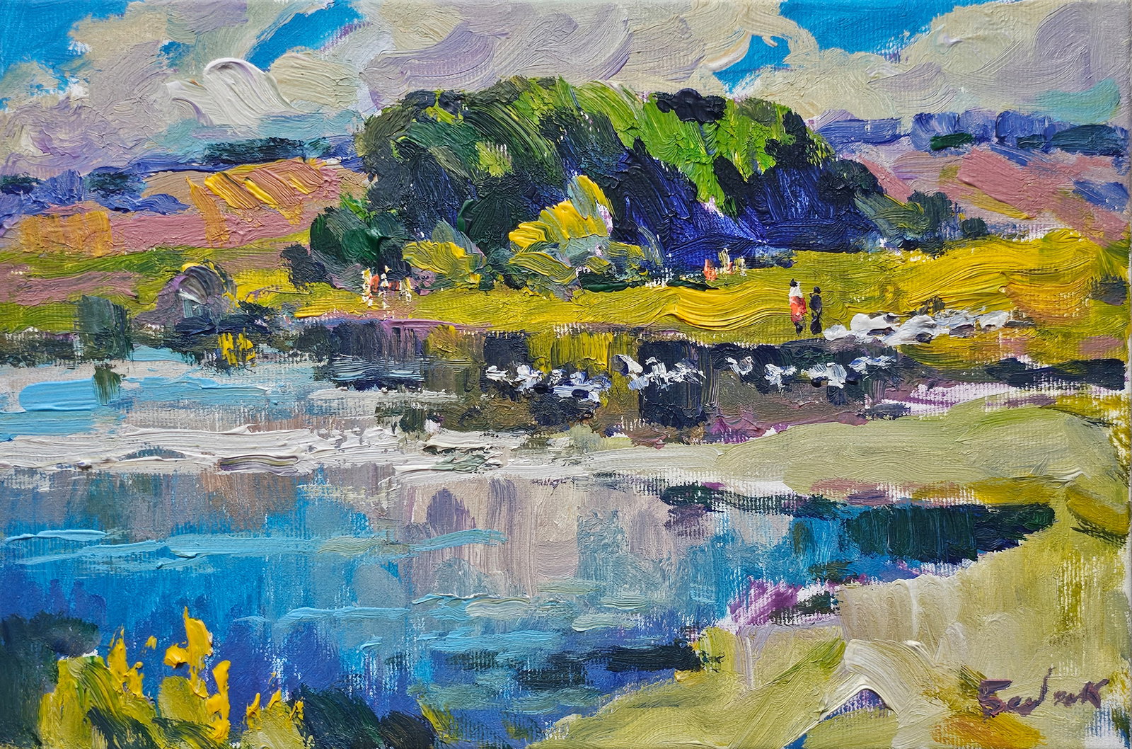 Acrylic painting on the bet Vyacheslav Petrovich Babac: Title: Acrylic painting on the bet Vyacheslav Petrovich Babac Description: 481BA Painter: Vyacheslav Petrovick Babac Size: 20x30 cm/ 7.87x11.81 inches Components: Acrylic, canvas Original painting fro