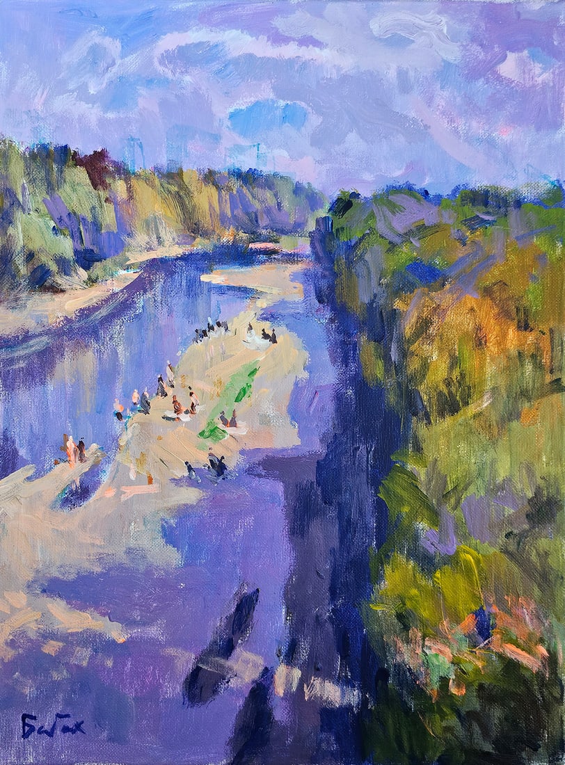 Acrylic landscape river Vyacheslav Petrovich Babac: Title: Acrylic landscape river Vyacheslav Petrovich Babac Description: 513BA Painter: Vyacheslav Petrovick Babac Size: 40x30 cm/ 15.74x11.81 inches Components: Acrylic, canvas Original painting from o