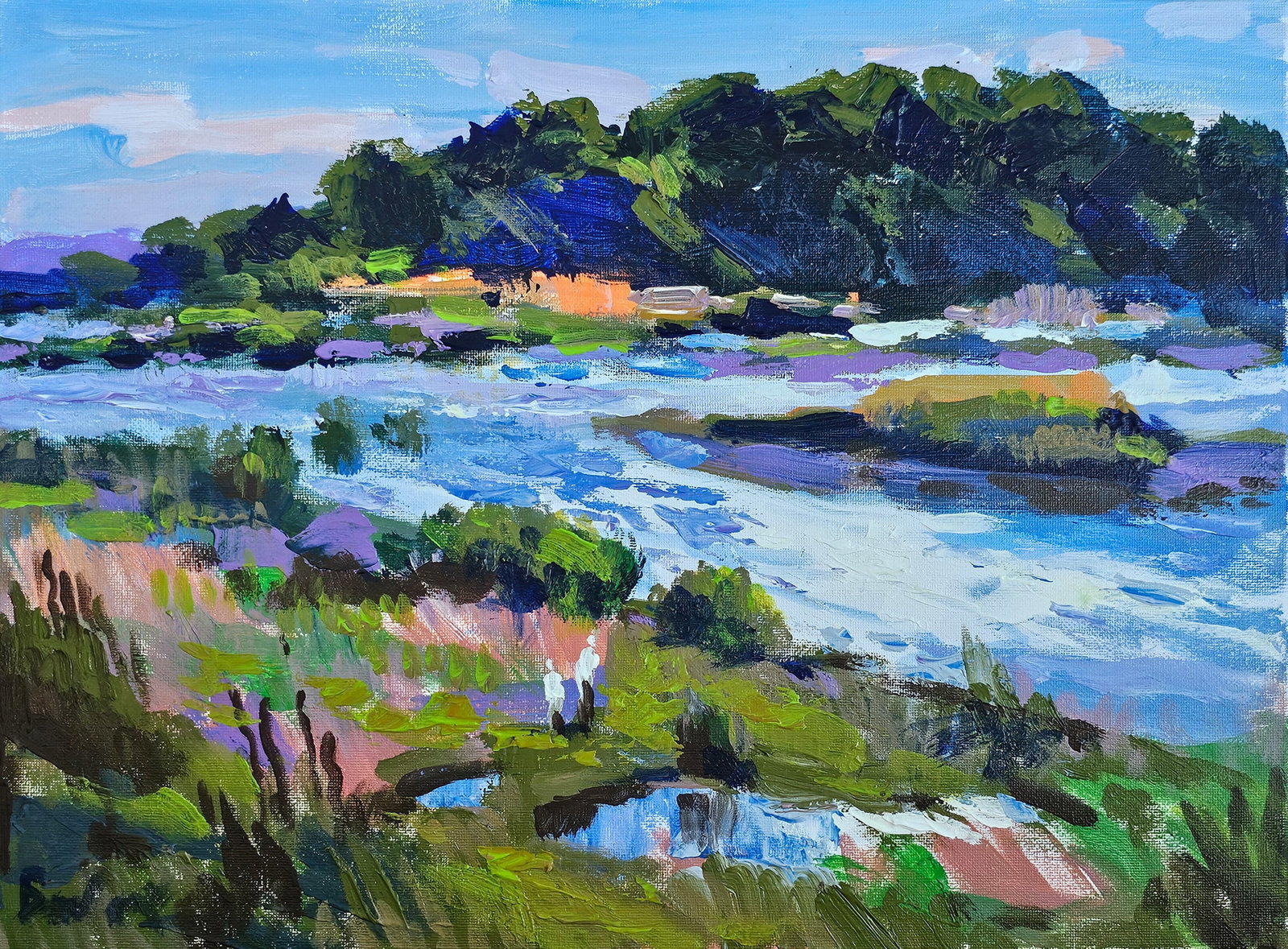 Acrylic landscape river Vyacheslav Petrovich Babac: Title: Acrylic landscape river Vyacheslav Petrovich Babac Description: 520BA Painter: Vyacheslav Petrovick Babac Size: 30x40 cm/ 11.81x15.74 inches Components: Acrylic, canvas Original painting from o