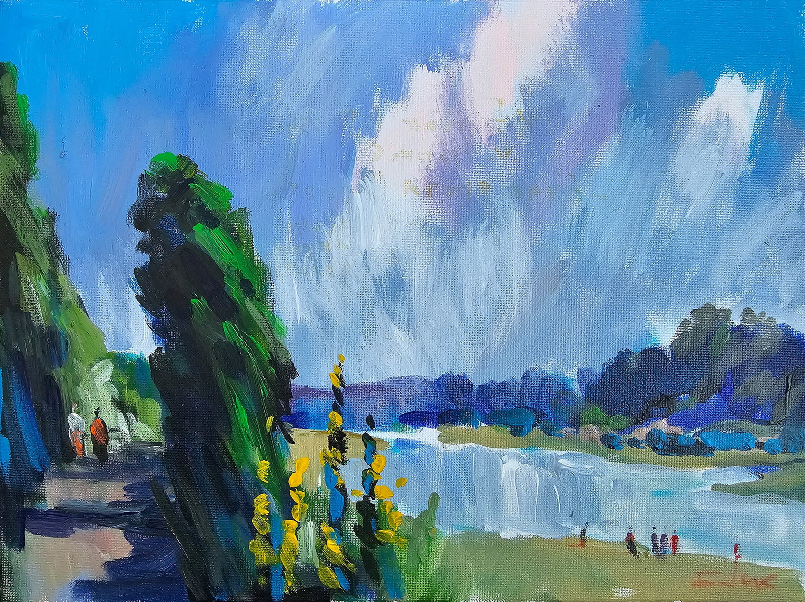 Acrylic landscape before the storm Vyacheslav Petrovich Babac: Title: Acrylic landscape before the storm Vyacheslav Petrovich Babac Description: 533BA Painter: Vyacheslav Petrovick Babac Size: 30x40 cm/ 11.81x15.74 inches Components: Acrylic, canvas Original pain