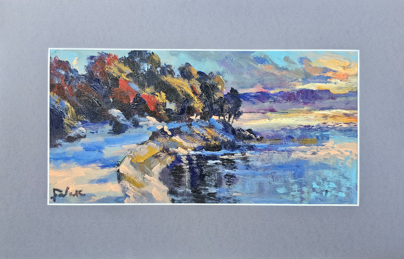 Acrylic landscape Winter evening Vyacheslav Petrovich Babac (1 of 9)