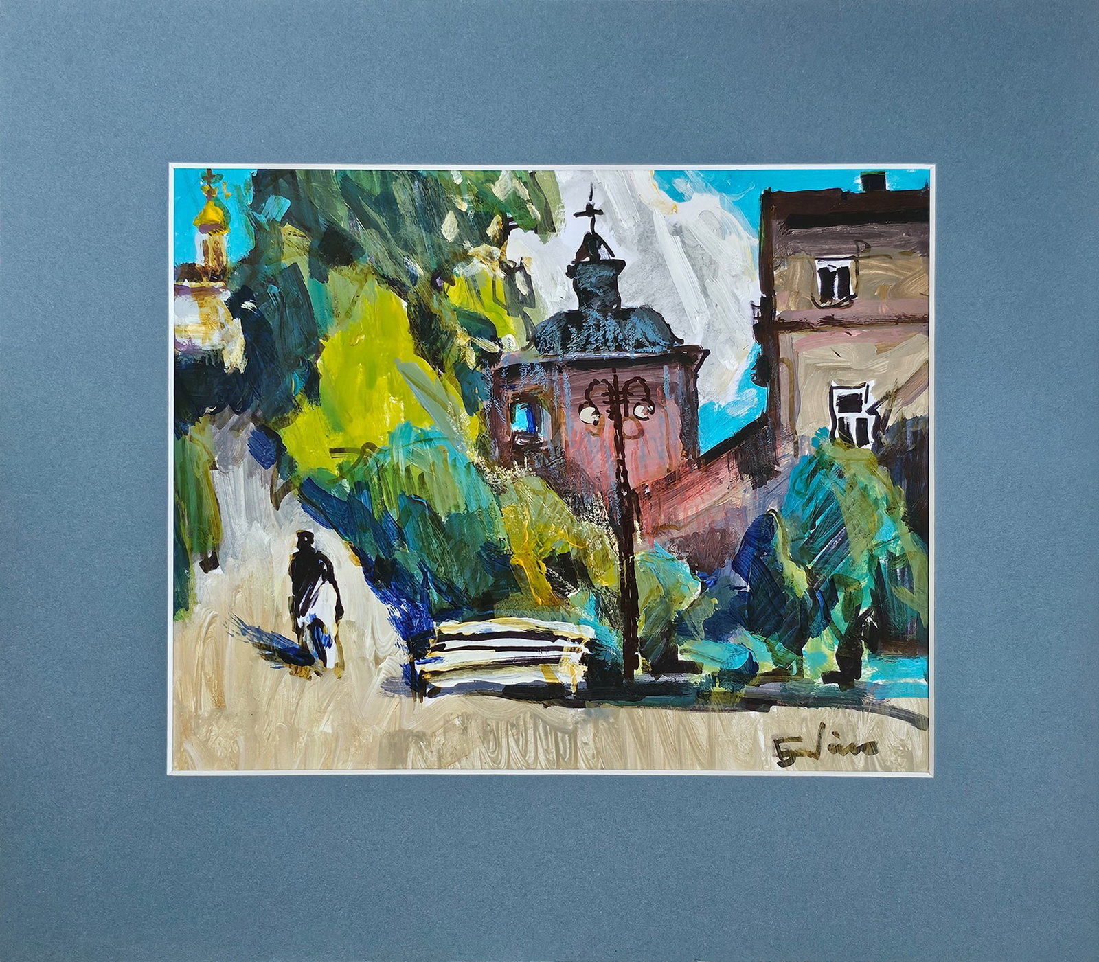 Acrylic landscape Church Vyacheslav Petrovich Babac: Title: Acrylic landscape Church Vyacheslav Petrovich Babac Description: 562BA Painter: Vyacheslav Petrovick Babac Size: 19x24 cm/ 7.48x9.44 inches Components: Acrylic, canvas Original painting from ou