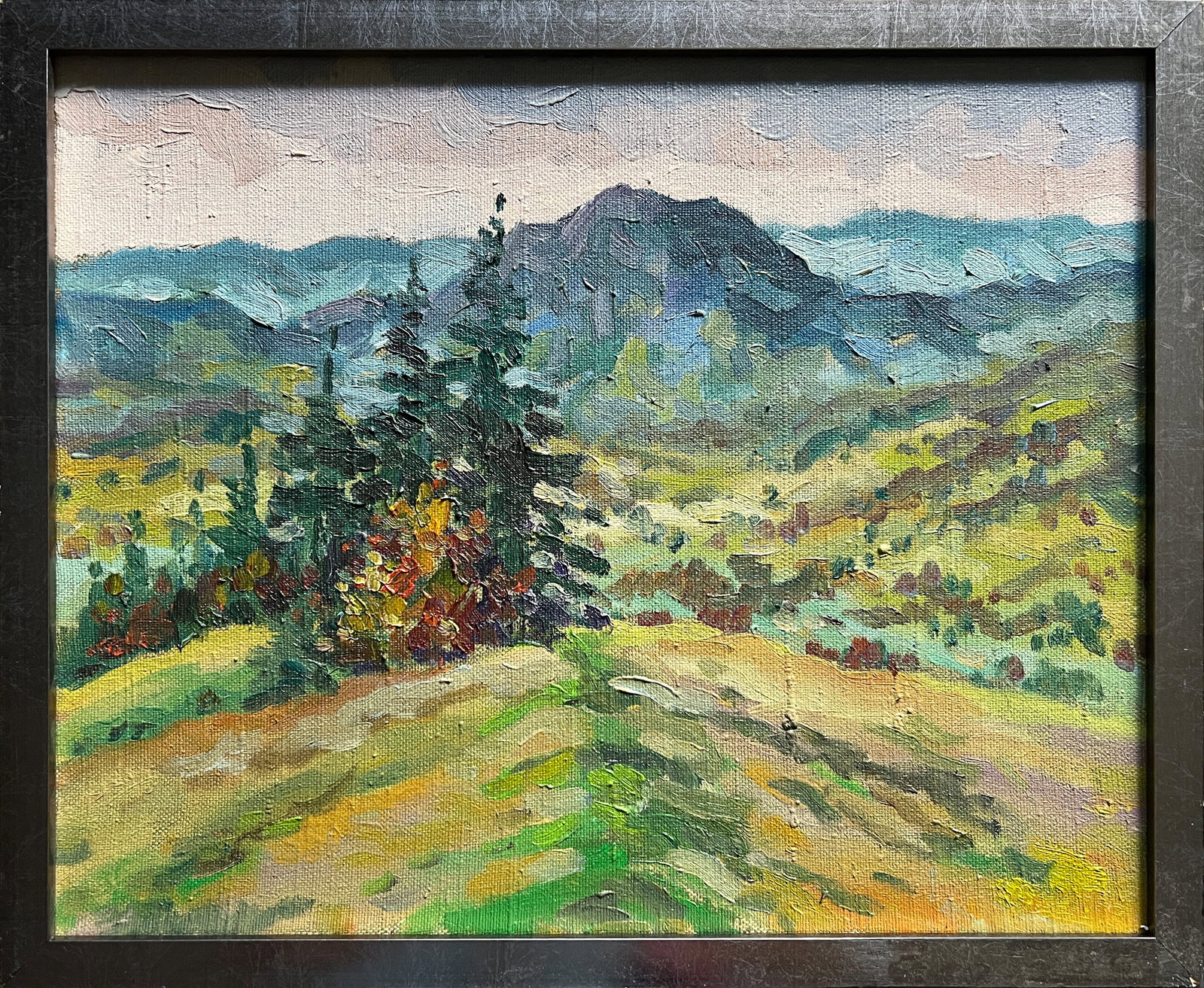 Oil painting with farme the outskirts of a Carpathian village K. Leonid: Title: Oil painting with farme the outskirts of a Carpathian village K. Leonid Description: 559KK Painter: K. Leonid Size: 40x50 cm/ 15.74x19.68 inches Components: oil, canvas Original painting CONDIT