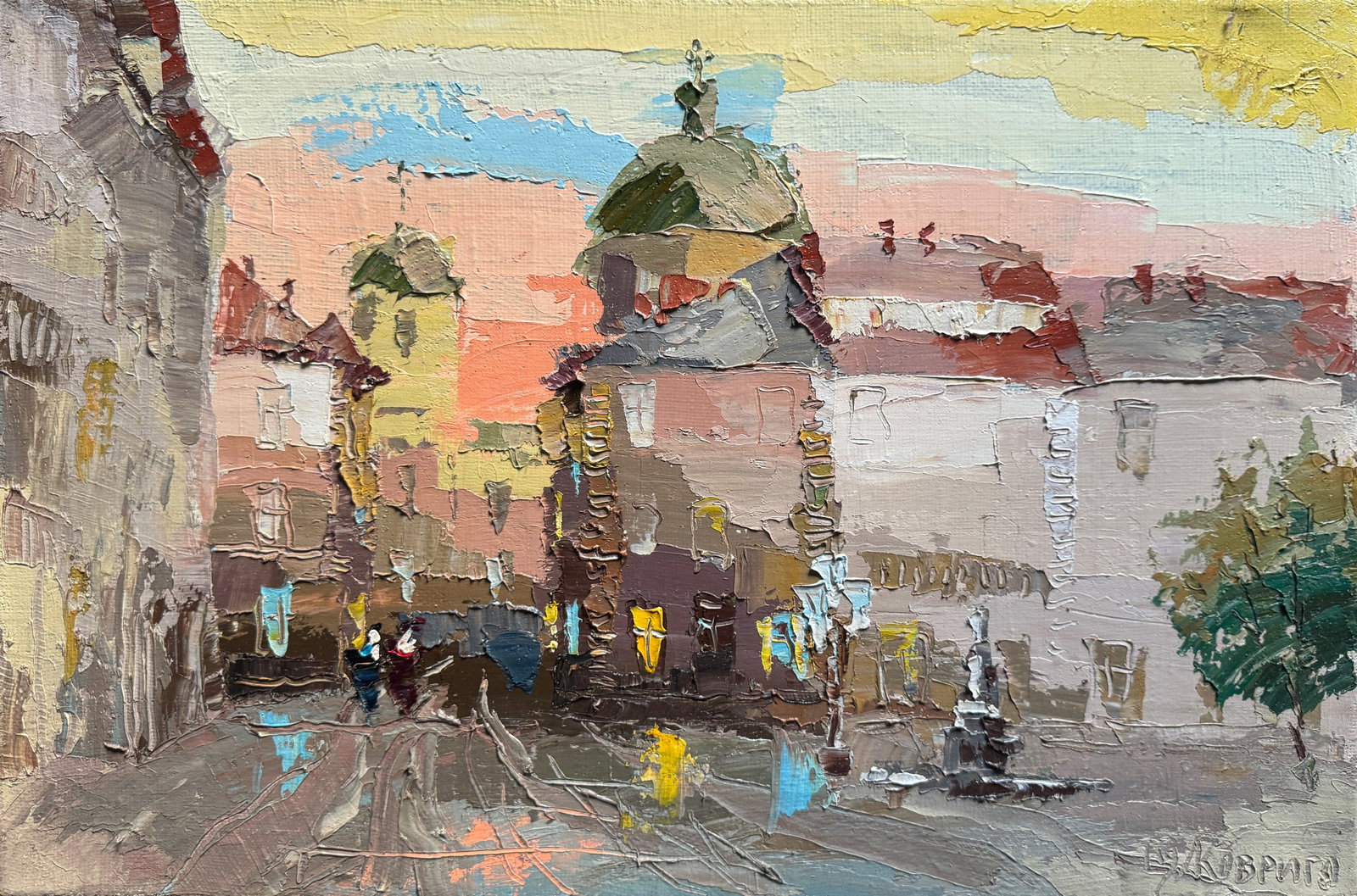 Oil painting with frame Market Square in Lviv K. Leonid (1 of 9)