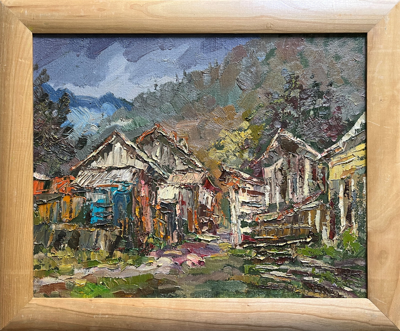 Oil painting with frame Ukrainian mountain village K. Leonid (1 of 12)