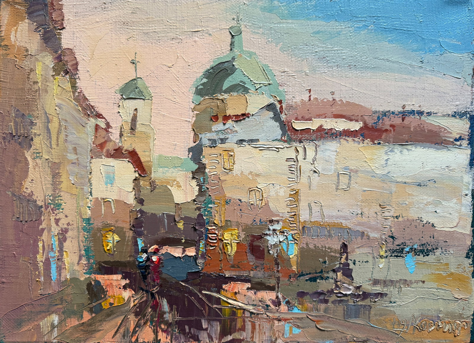 Oil painting with frame market square in Lviv K. Leonid (1 of 12)