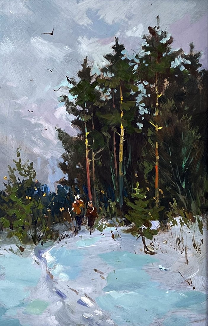 Oil painting A walk through the winter forest Yuriy Suprunchuk - 3