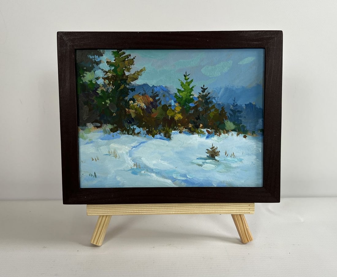 Oil painting In the snowy forest Yuriy Suprunchuk: Title: Oil painting In the snowy forest Yuriy Suprunchuk Description: NoAAA4315The painting "In the Snowy Forest" beautifully captures the quiet, untouched beauty of a winter landscape, where the worl